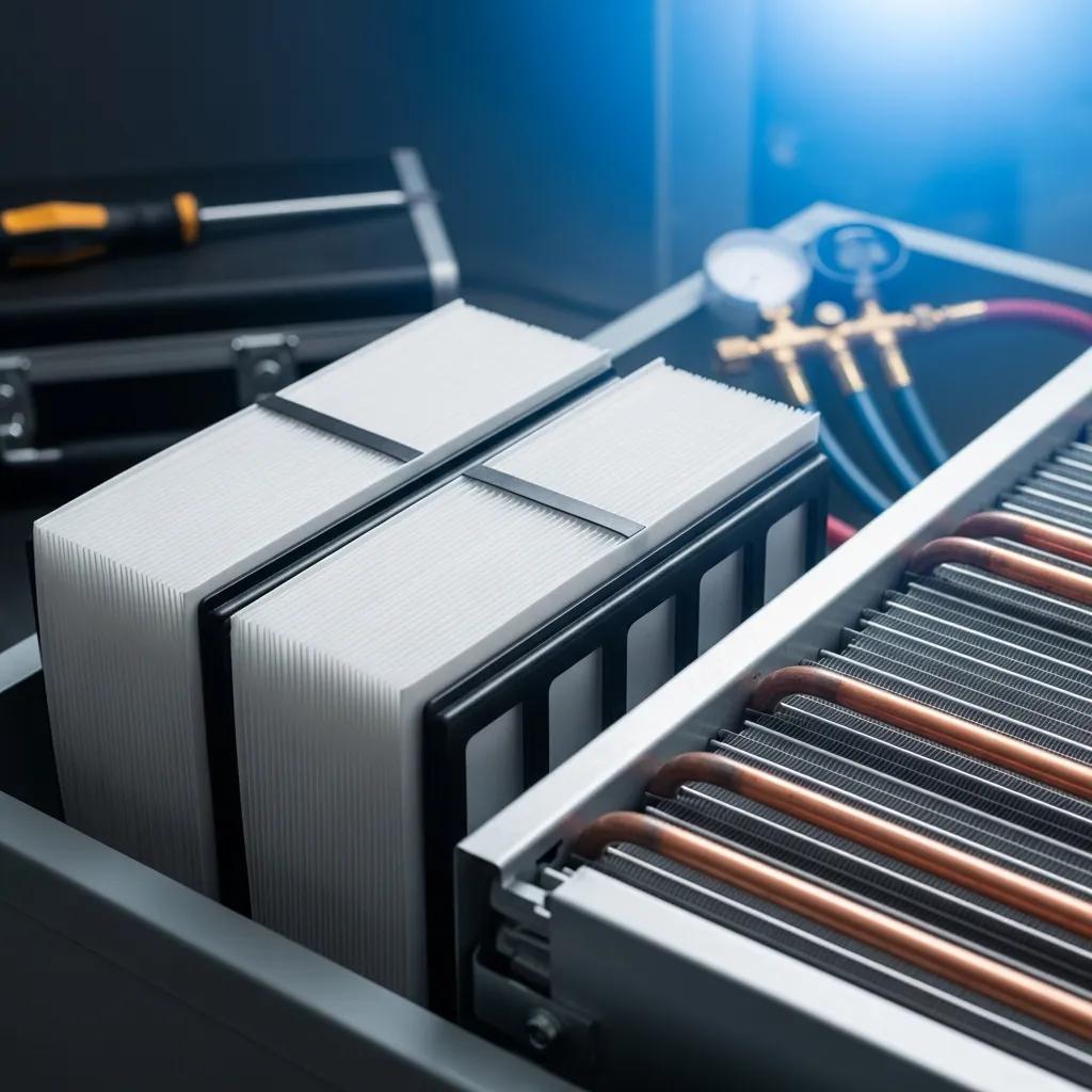 Seasonal AC Tune-Up & Preventative Maintenance Plans 1 Close-up of HVAC system components, emphasizing efficiency and reliability through maintenance